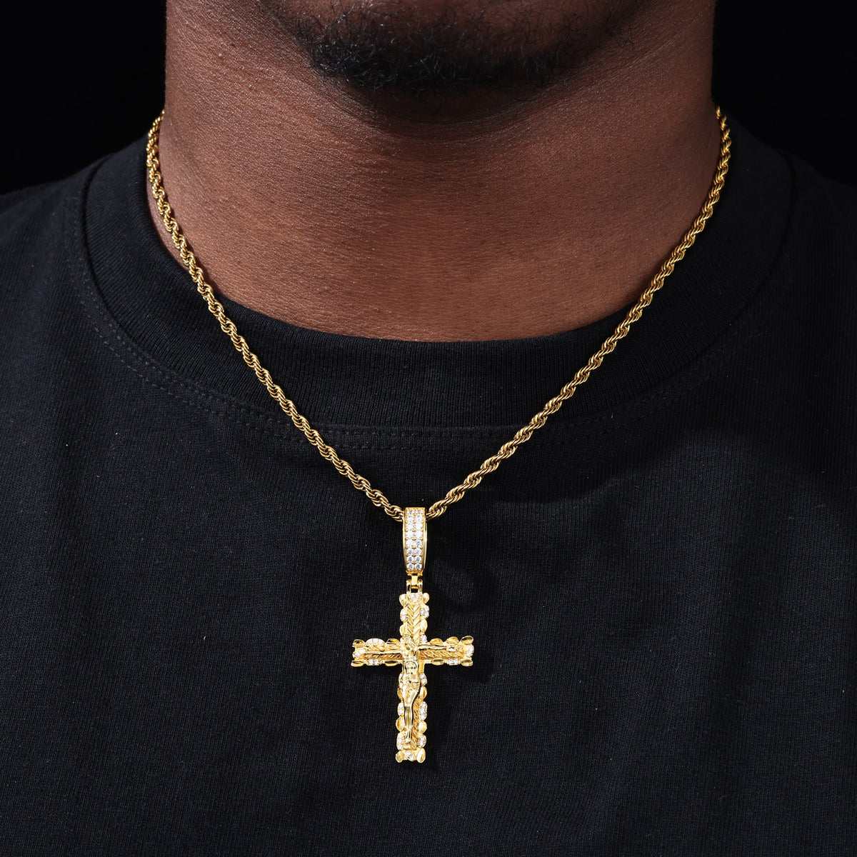 Two-Tone Jesus Crucifix Moissanite Pendant view