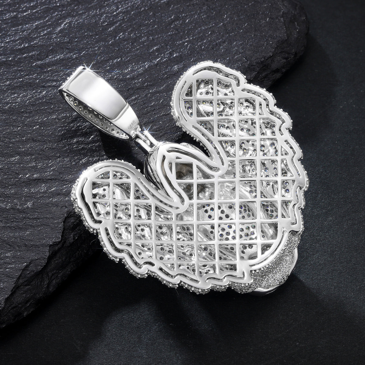 Back view of winged angel moissanite pendant