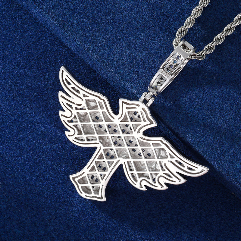 Back of winged cross moissanite pendant